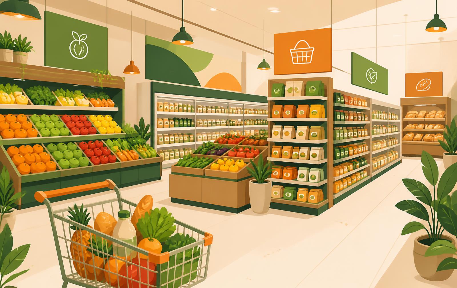 Intérieur du supermarché virtuel MealMarket